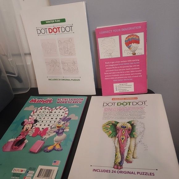 3 Dot To Dot For Adults And 1 Minnie Activity Book Word Search Kids - Picture 3 of 5